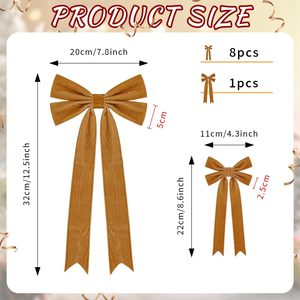 Venda Direta de Fábrica: Laços de Veludo para Árvore de Natal, 2 Tamanhos, Laços Rústicos para Guirlandas de Natal e Embalagens de Presente - Product Image 2
