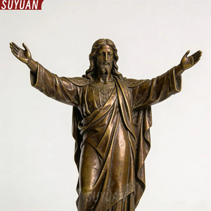 Sculpture religieuse catholique d'extérieur - Modèle de Jésus-Christ en bronze poli grandeur nature personnalisé SYKD007 Art religieux d'extérieur S - Product Image 4