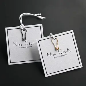 Name Logo Paper Garment Hangtag Labels Clothing Hang Tags With String Cheap Custom Design Printing Printed Sustainable