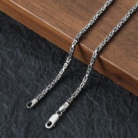 Collier pour homme élégant en argent sterling S925, chaîne à maillons Chopin, noir antique, fait main, tressé, style hip-hop, vente en gros