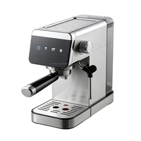 Machine à café expresso semi-automatique en acier inoxydable 15/19/20 bars avec plaque chauffante et commande tactile, pour une ou deux tasses