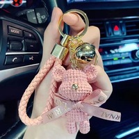 Dessin animé ours porte-clés pendentifs mignon ours violents porte-clés de voiture cordes suspendues en gros pour femmes sacs accessoires jouets en peluche
