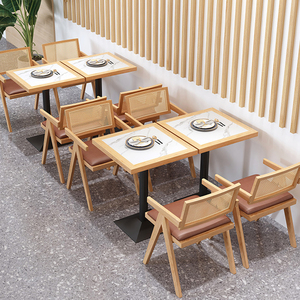 Set di Divani in Legno Massello e Rattan su Misura, Arredamento Moderno per Hotel e Ristoranti, Sedie con Schienale in Rattan, Divano per Caffè - Product Image 5