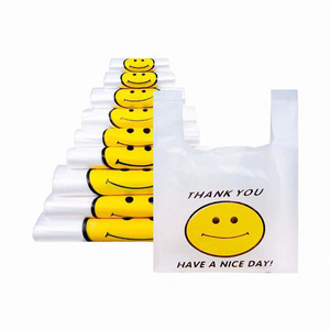 Smiley Face Plastic T-Shirt <b>Bags</b> White PE Disposable General <b>Packaging</b> Transparent Food <b>Packaging</b> <b>Bags</b> - Product Image 3