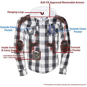 2025 Leather Men's Large Hooded Flannel Motorcycle Shirt CE Approved Armor Reinforced with <b>Aramid</b> <b>Fibers</b> Breathable Feature - Product Image 5