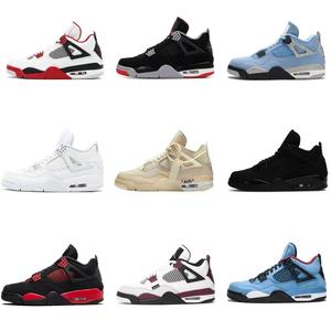 Chaussures de basket-ball <span class=keywords><strong>AJ4</strong></span> White Cement University Blue Paris Air Cushion, antidérapantes et résistantes à l'usure, chaussures de sport décontractées pour la course à pied - Product Image 1
