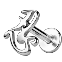 Piercing d'oreille plat en titane G23 avec symbole chinois « Patience », hypoallergénique ASTM F136, pour cartilage, tragus, hélix, plaqué or