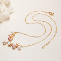 Collier HECATE avec perle plate ronde de 5,5-6 mm, zircon, pendentif en perle, perle d'eau douce de qualité AAAA, collier serti de diamants pour femmes