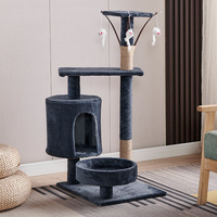 Arbre à chat moderne et intégré en bois écologique à 4 niveaux, style Noël, avec colonne d'escalade et maisonnette pour chat (non en carton)