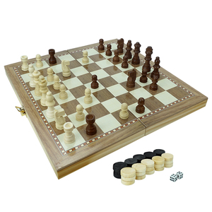 Venta caliente de lujo 3 en 1 ajedrez Backgammon torneo conjunto magnético plegable tablero de ajedrez juegos de viaje para juego de mesa familiar - Product Image 5