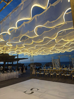 Rideaux de plafond lumineux en gaze LED pour mariage, en forme de S, en tissu filet JinXi, bandes décoratives pour plafond de salle, rideaux lumineux en fil.