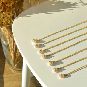 Collana con <span class=keywords><strong>lettere</strong></span> iniziali personalizzate migliori amici regali, collana rotonda di perle d'acqua dolce con lettera - Product Image 5