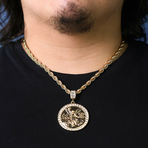 Duyizhao Personnalité Design 50 <span class=keywords><strong>Pesos</strong></span> Coin Pendentif 6mm Corde Collier Chaîne Hommes Hip Hop Plaqué <span class=keywords><strong>Or</strong></span> 14k Bijoux - Product Image 6