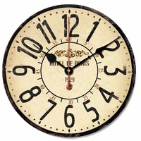 Horloge murale de 30 mm d'épaisseur, design contemporain, style antique, mouvement à quartz chinois, couleur chocolat, cadre en tissu sur mesure