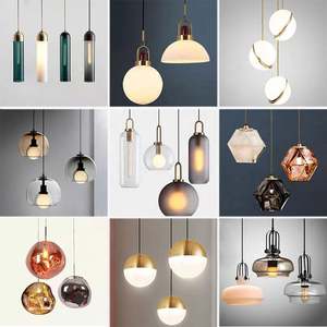 Luminaire suspendu de style nordique moderne, tube long, loft, cuisine, chambre à coucher, luminaire suspendu, verre gris fumé, acier, pour hôtels - Product Image 6