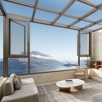 Porte-fenêtre de véranda à gaz en alliage d'aluminium, moderne, horizontale, insonorisée et résistante à la chaleur, sur mesure pour applications spéciales