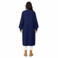 Cardigan Femme Personnalisé avec LOGO, Tricoté Côtelé, Manches Longues, Couleur Unie, Décontracté, Tendance Hiver, Polyester Doux, Fabrication OEM & ODM