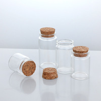 Mini bouteilles en verre tubulaires transparentes avec couvercle en liège vide Style de recharge scellé avec bouchon en bois