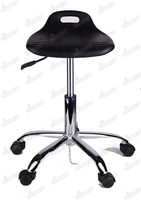 Chaise ESD en acier inoxydable pour salle blanche de laboratoire, avec chaîne de transport en laiton ESD, coussin en PU et vérification ISO
