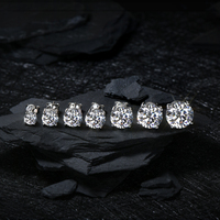 Boucles d'oreilles solitaires en argent 925 plaqué rhodium avec moissanite, taille unique, pour femme, 3mm/4mm/6.5mm/8mm/9mm/10mm/11mm