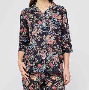 Ensemble de pyjama élégant en coton biologique imprimé noir pour femme, vêtements de nuit respirants, vente en gros de vêtements de détente - Product Image 2