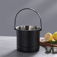 Seau à glace isotherme en acier inoxydable 1,6 L pour bière et vin, avec poignée portable, épaissi, résistant aux chutes, facile à nettoyer, avec passoire intégrée pour bar
