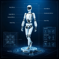 Robot Humanoide Bípedo T1, 41 Grados de Libertad, 43 kg, Batería de 1110 Wh, Torque de Cadera de 450 Nm, 720 ° Velocidad, Carga >100 kg. Alta dinamica
