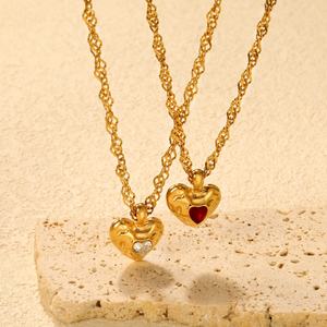 Collar de Bolas de Acero Inoxidable con Baño de Oro de 18K, Antideslustre, con Colgante de Corazón de Zirconia, Cadena de Eslabones, para Mujer, Venta al por Mayor Personalizada - Product Image 6