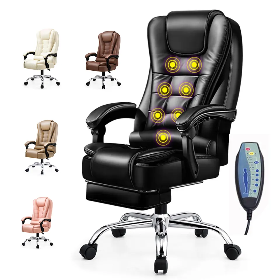 Luxo chefe couro massagem ergonômica giratória reclinável giratória escritório cadeira executiva couro massagem computador cadeira cadeira cadeira