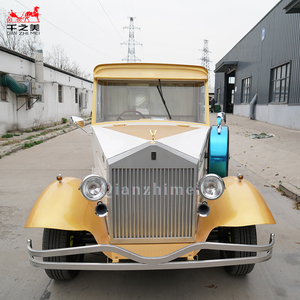 Coche Fúnebre Eléctrico de Estilo Vintage con Ventanas Grandes, Diseño Bicolor en Amarillo y Blanco - Product Image 4