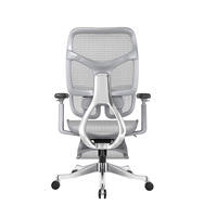Chaise de bureau ergonomique minimaliste en maille avec soutien lombaire indépendant, accoudoirs rotatifs à 360 degrés, cadre en aluminium pour bureau à domicile