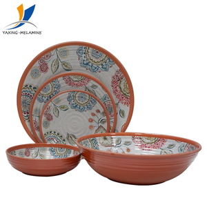 Plateaux de vaisselle en mélamine à fleurs à filetage incassable assiettes et plats en plastique <span class=keywords><strong>mélanine</strong></span> - Product Image 5