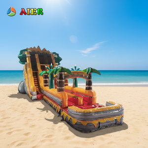 Toboggan aquatique Dinosaure, Toboggan aquatique Palm Tree, Toboggan aquatique T-Rex Paw, Toboggan aquatique double voie pour jardin - Product Image 1