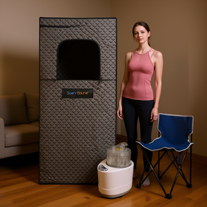 Sauna de Vapor Portátil, Carpa de Sauna de Vapor Gris con Calentador Eléctrico y Silla, Experiencia de Spa en Casa - Product Image 2