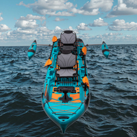 Meilleur Kayak de Pêche à Propulsion par Hélice 14FT 2026, Moteur à Pédales Modulaire 550 LBS, 3 Pièces en PEHD, Tandem Solo, pour 2 Personnes, Idéal pour le Surf