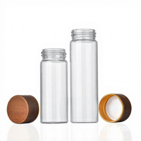 Tubes en verre borosilicate de haute qualité avec couvercle en bois naturel, hermétiques et résistants à l'humidité, capacité 0-100 ml pour le stockage du café, des épices et des aliments