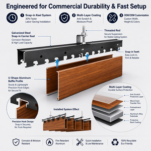 Revestimiento de Techo de Aluminio con Diseño de Madera, Resistente al Fuego A1, Paneles Metálicos para Techo, Colores Personalizados - Product Image 2