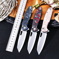 Couteau pliant haute dureté, acier triple couche, manche en fibre de carbone et aluminium, couteau de poche pour le camping et l'EDC