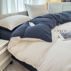 Fabricantes al por mayor Color puro Cuatro juegos de fundas de cama de lana simples Funda de cama de lavado popular Ropa de cama de otoño - Product Image 6