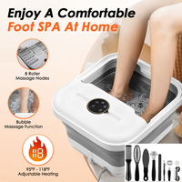 Appareil de massage des pieds pliable à télécommande, bain de pieds électrique à bulles, masseur de pieds pour la relaxation des pieds avec kit de pédicure