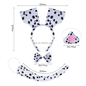 Disfraz de Dálmata para Halloween, Accesorios de Disfraz, Orejas de Perro, Diadema, Nariz, Lazo y Cola, 4 Piezas - Product Image 6