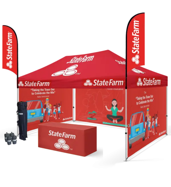 Carpa emergente para eventos con impresión personalizada promocional 3x3, carpa plegable con dosel de negocios con Pared de bandera, carpa de Feria Comercial roja