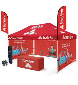 3X3 Promotionele Aangepaste Print Evenement Pop-Up Tent Zakelijk Tuinhuisje Luifel Vouwtent Met Vlag Muur Rode Beurs Tent