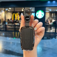 Étui à clés en alliage de zinc avec emblème latéral en cuir, porte-clés court en métal, protection robuste pour clé Toyota, noir