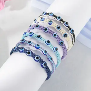 Simple Blue Devil's Eye Evil Bracelet 5 Eyes Multi-colored Hand-woven Bracelet