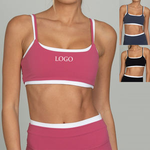 Fabricants OEM personnalisés soutien-gorge de sport double couche à bretelles réglables en blocs de couleurs très doux pour les femmes - Product Image 1