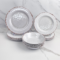 Services de table en mélamine en gros, en plastique incassable, forme ronde, 3 pièces