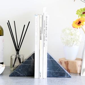 SAIDKOCC Mármol natural Negro Marquina Columna Sujetalibros Oficina moderna Villa Biblioteca Piedra Libro Divisores para celebraciones <span class=keywords><strong>de</strong></span> cumpleaños - Product Image 4
