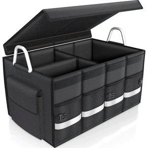 Portable <b>Collapsible</b> 3-Compartment Car Trunk <b>Storage</b> Organizer Detachable Dividers Oxford Fabric Fold Flat Design for Auto Trunk - Product Image 5