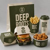 Emballage alimentaire personnalisé avec logo OEM pour hamburgers, poulet frit, frites, carton à emporter, conteneur jetable, vente en gros, approvisionnement commercial